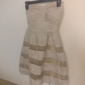 Gold Champagne Strapless Dress, Sz S